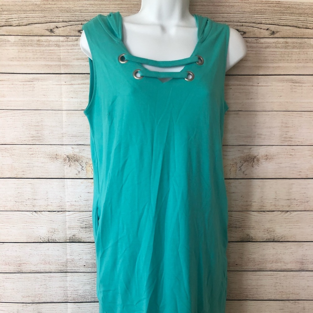 New York & Co hooded tank dress teal size XS